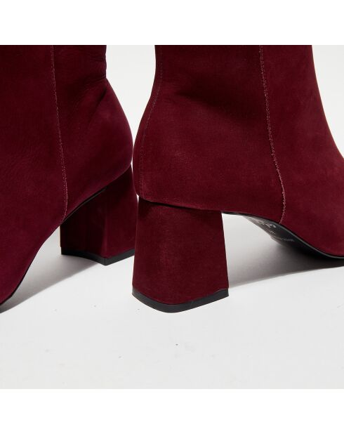 Bottines revers col rouge bordeaux