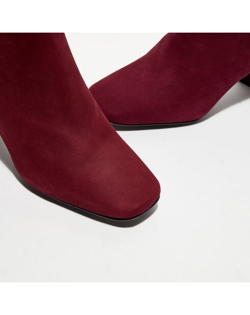 Bottines revers col rouge bordeaux