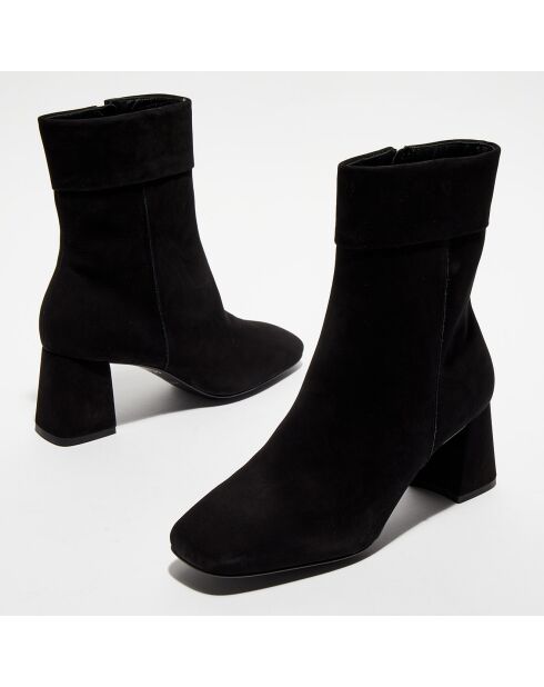 Bottines revers col noires - Talon 7 cm