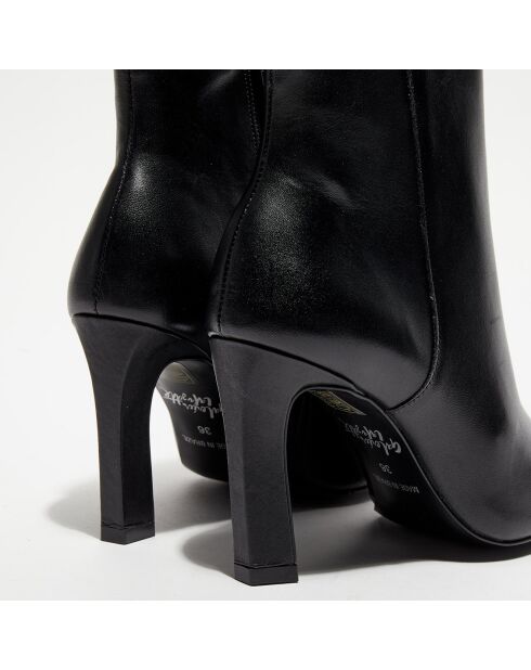 Bottines en Cuir talon fin noires - Talon 9 cm