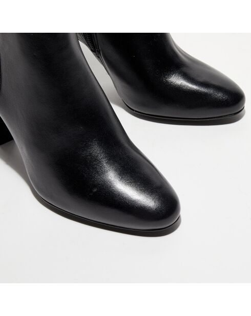 Bottines en Cuir talon fin noires - Talon 9 cm