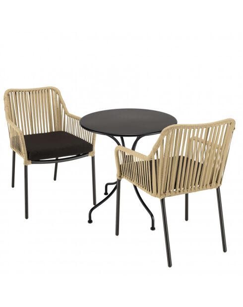 Gartenset für 2 Personen natur/schwarz