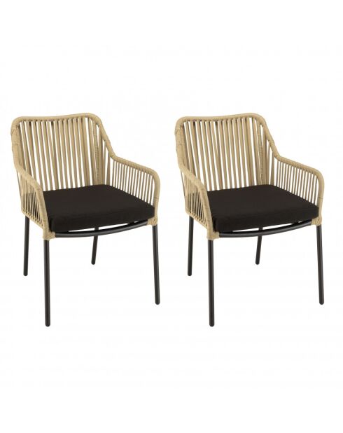 Gartenset für 2 Personen natur/schwarz