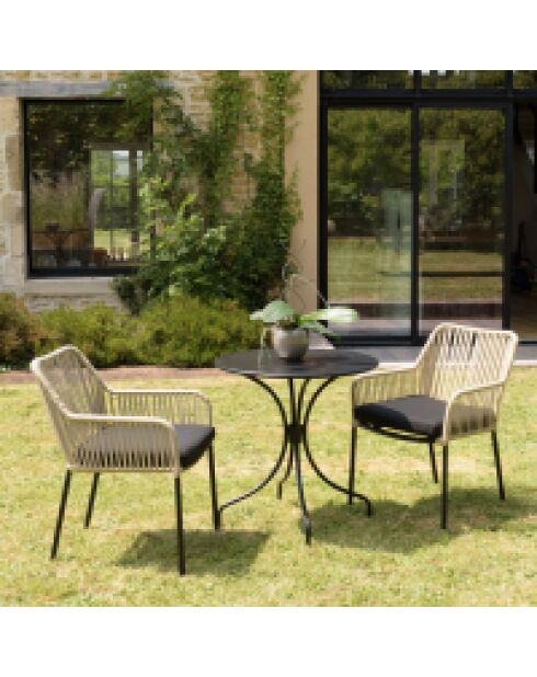 Ensemble de jardin 2 personnes naturel/noir