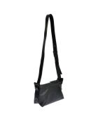 Sac bandoulière en Cuir noir - 17x30x13 cm