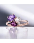 Bague Barbara Diamants 0.02 ct, Améthyste 0.70 ct, Rhodolite 0.66 ct & Quartz Rose 0.33 ct or rose