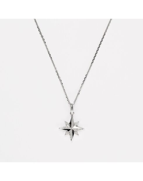 Pendentif Stellina Diamants 0.072 ct or blanc