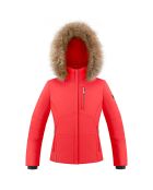 Doudoune de ski Stretch fausse fourrure rouge