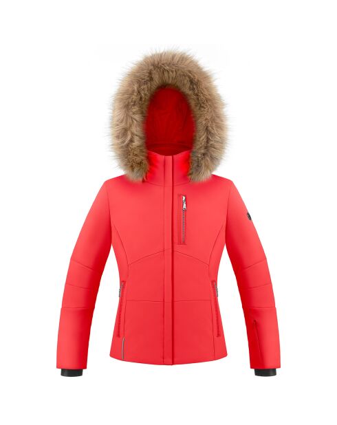 Doudoune de ski Stretch fausse fourrure rouge