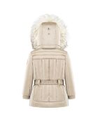 Doudoune de ski fausse fourrure blanc nacre