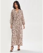 Robe longue imprimée Zèbre beige