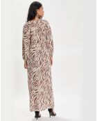 Robe longue imprimée Zèbre beige