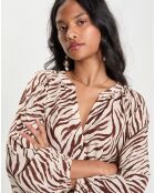 Robe longue imprimée Zèbre beige