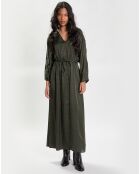 Robe Longue en V imprimée Ml verte
