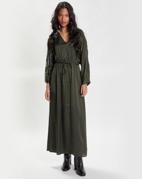 Robe Longue en V imprimée Ml verte