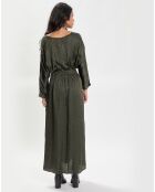 Robe Longue en V imprimée Ml verte