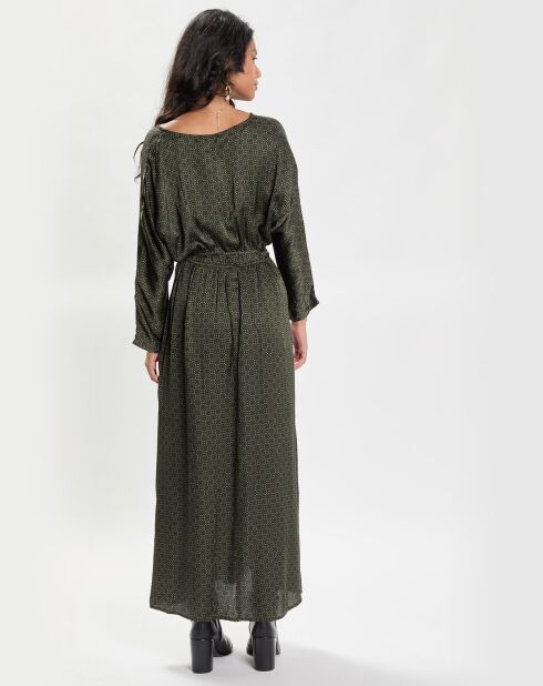 Robe Longue en V imprimée Ml verte