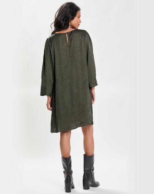 Robe Trapeze imprimée Ml verte