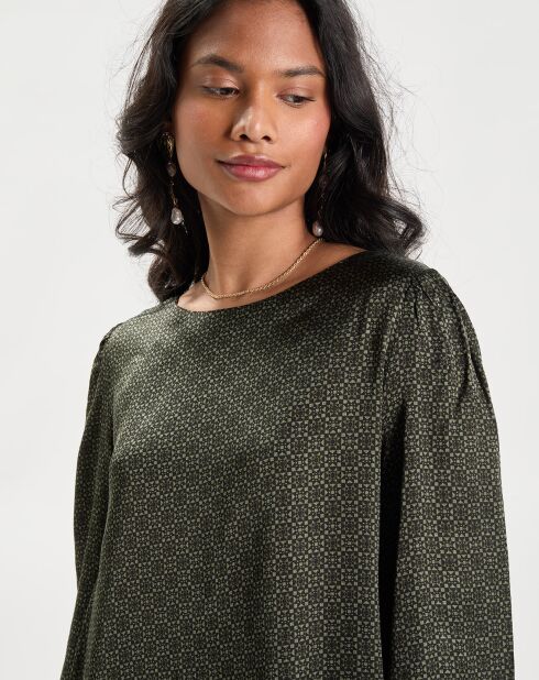 Robe Trapeze imprimée Ml verte