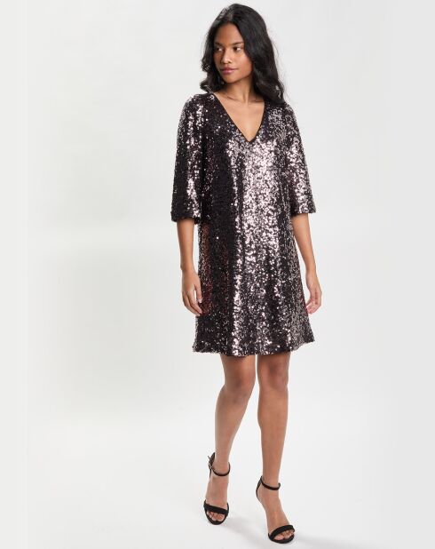 Robe courte Manches 3/4 marron