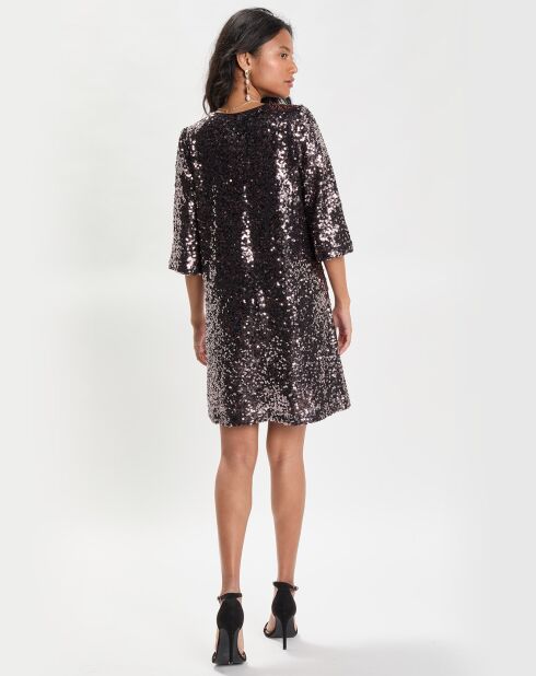 Robe courte Manches 3/4 marron