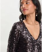 Robe courte Manches 3/4 marron