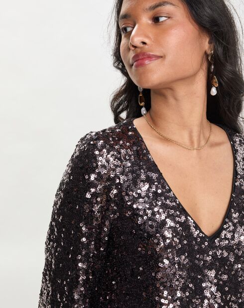 Robe courte Manches 3/4 marron