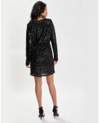 Robe courte Croisée Sequins Ml noire