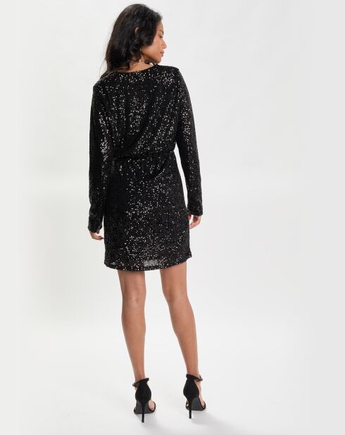 Robe courte Croisée Sequins Ml noire