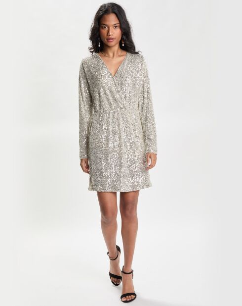 Robe courte Croisée Sequins Ml écrue