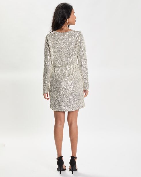 Robe courte Croisée Sequins Ml écrue