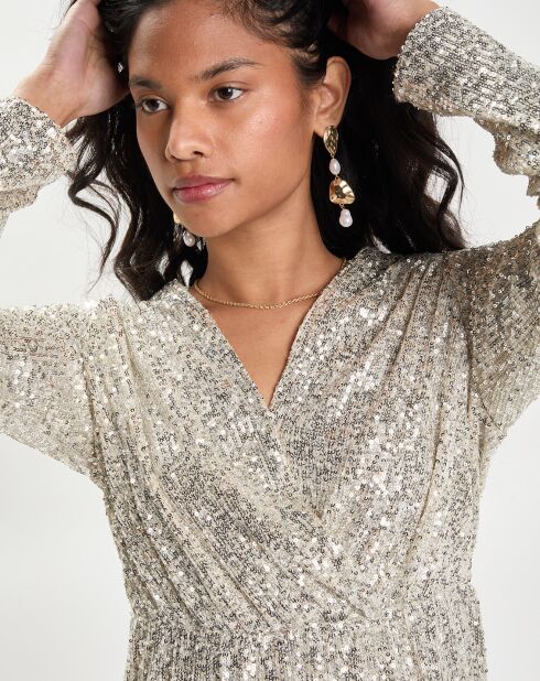 Robe courte Croisée Sequins Ml écrue
