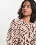 Robe courte imprimée Zèbre beige
