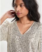 Top Sequins Mc Coupe Droite écru