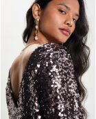 Top Sequins Ml Coupe Droite marron