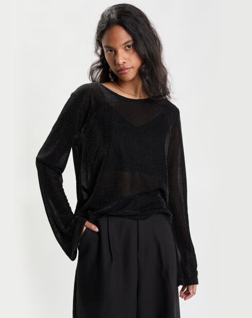 Top Jersey Lurex Carreaux noir