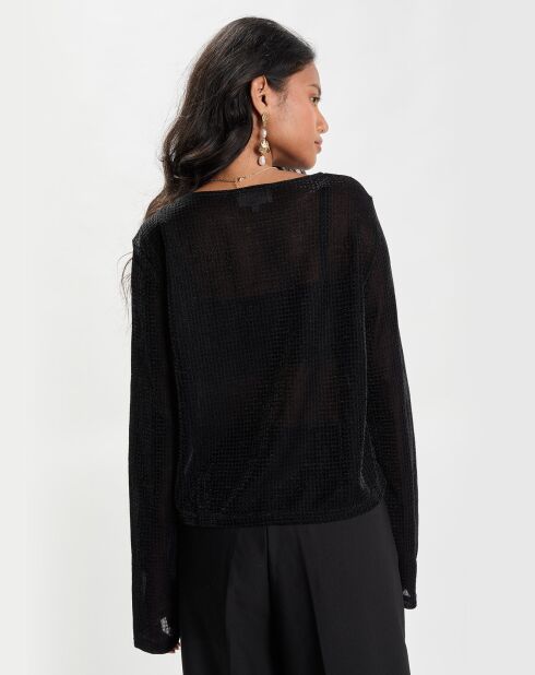 Top Jersey Lurex Carreaux noir