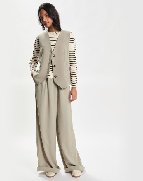 Gilet sans manches En V kaki