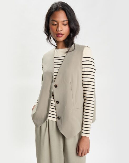 Gilet sans manches En V kaki