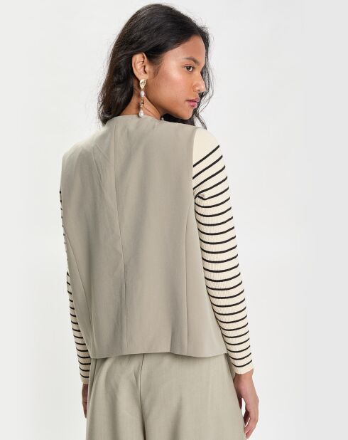 Gilet sans manches En V kaki