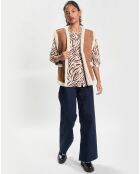 Veste en Fausse Peau Lainée camel