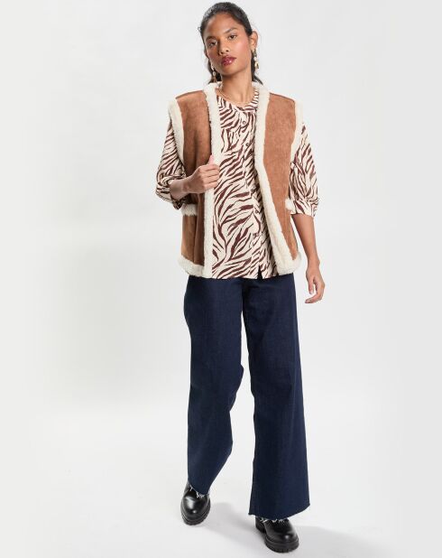 Veste en Fausse Peau Lainée camel