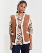 Veste en Fausse Peau Lainée camel