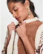 Veste en Fausse Peau Lainée camel