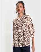 Blouse col rond Zèbre beige