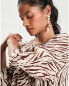 Blouse col rond Zèbre beige