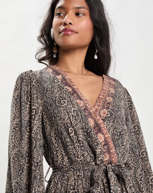 Robe Longue rayée Lurex noire