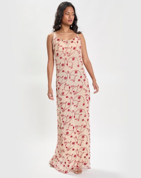 Robe Mykonos écru/rouge