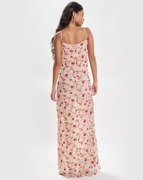 Robe Mykonos écru/rouge