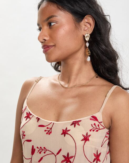 Robe Mykonos écru/rouge